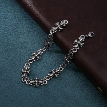 Pulseira Chrome Hearts Holy Cross Aço Inoxidável 18cm
