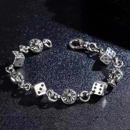 Pulseira Chrome Hearts Vintage Die Aço Inoxidável 18cm
