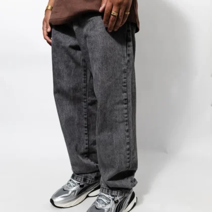 Calça Jeans Balão Estonada Cinza Escuro Good Times