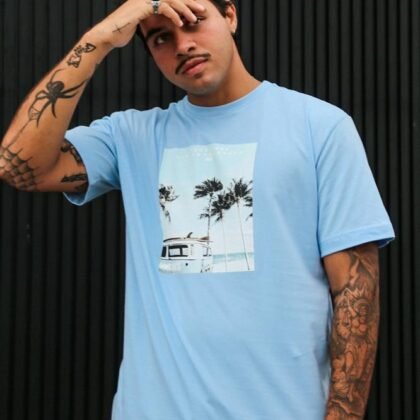 Camiseta Básica Tropical Palms Good Times Azul