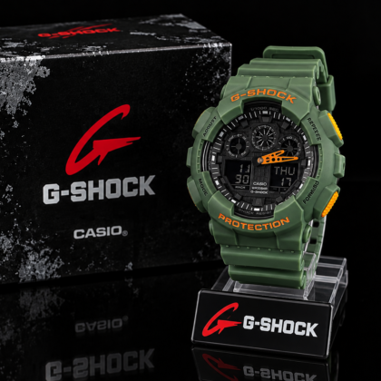 Relógio Casio G-shock GA-100 Verde/laranja