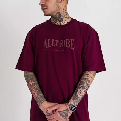 Camiseta All Tribe Oversized Street Classic Bordô